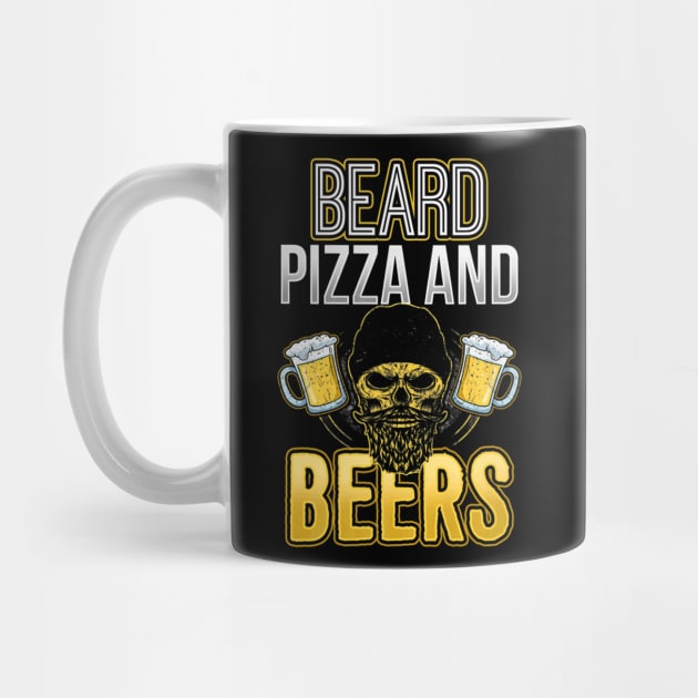Beard Pizza And Beer Skull by Watermelon Wearing Sunglasses